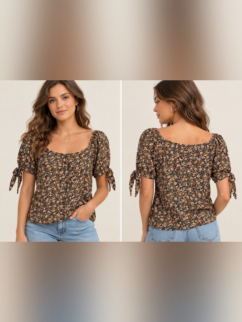 🌼 Sweet Wanderer Floral Tie Sleeve Blouse | Size Medium | Cottagecore Boho Top